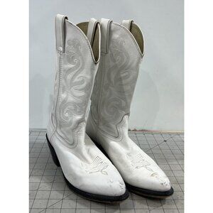 Durango Women’s White Leather Western Cowboy Boots Size 8 Embroidered Design